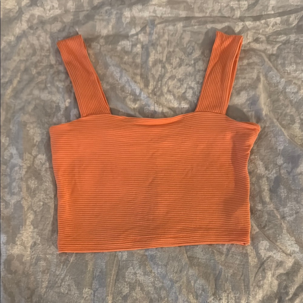 Orange Ribbed Crop Top